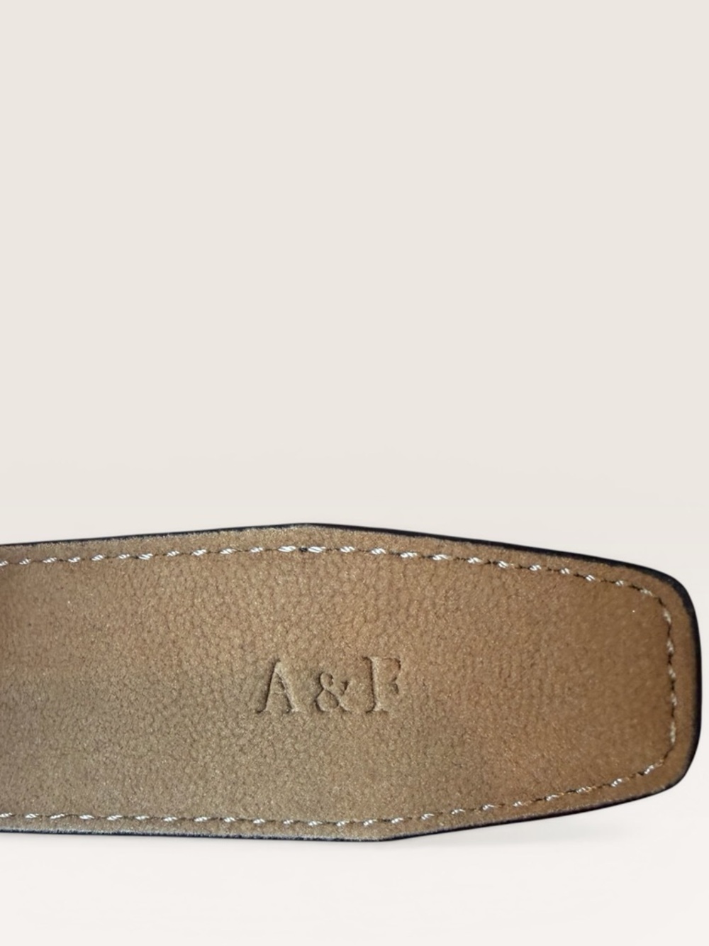 Abercrombie Black Leather Belt Silver Buckle L/XL Minimal Classic - Picture 5 of 6
